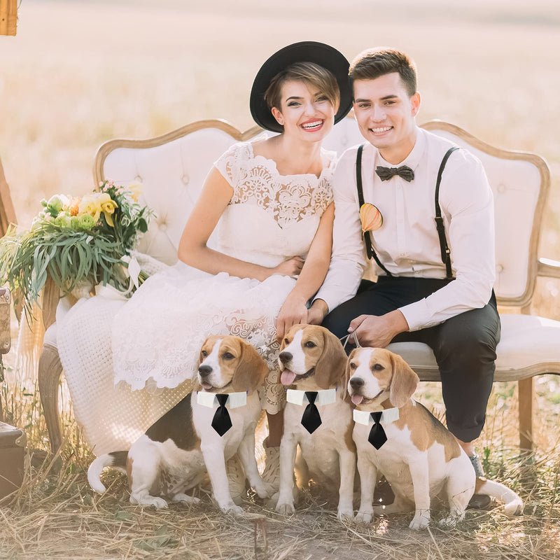 ADOGGYGO Adjustable Dog Neck Tie Collar Dog Collar with Black Necktie Wedding Formal Dog Collars for Small Medium Large Dogs Pets - BeesActive Australia