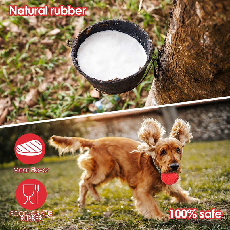 PETIZER Squeaky Dog Ball Toy for Aggressive Chewers ,4 Inches Indestructible Durable Big Dogs Chew Spiky Ball, Floatable Rubber Pet Toys for Medium &Large Breeds Red - BeesActive Australia