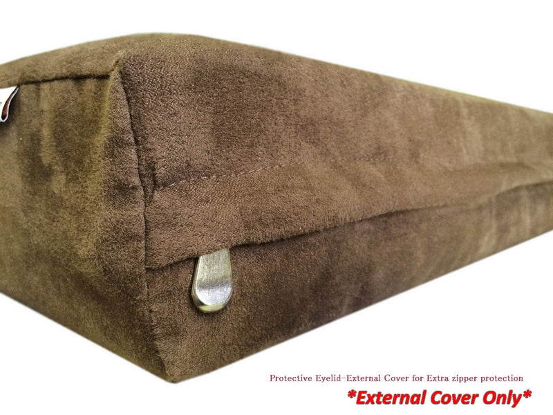Dog Bed Cover: 40''x35''x4'' Deluxe Top Quality Chocolate Brown MicroSuede Fabric 100% Washable Resistant Anti Slip Luxury Comfort Replacement Dog Bed Zippered Duvet Gusset Case - BeesActive Australia