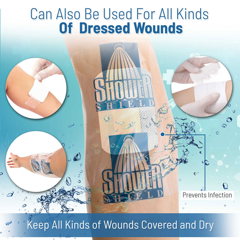 Shower Shield | 10x12 Inch PICC Line Shower Cover | Catheter Shower Cover, 10x12 Inch (Pack of 7) - BeesActive Australia