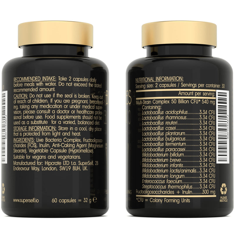 Probiotics Complex 50 Billion CFU - Bio Cultures Probiotics for Gut Health - Vegan Probiotic Supplements for Women Men Adults - 60 Acid-Resistant Capsules - 15 Strains with Prebiotics & Acidophilus - BeesActive Australia