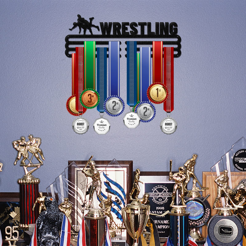 GLOBLELAND Wrestling Medal Holder Display Hanger Rack Frame for Sport Race Metal Medal Hanger for Wrestling Competitions,15.75x6Inches - BeesActive Australia