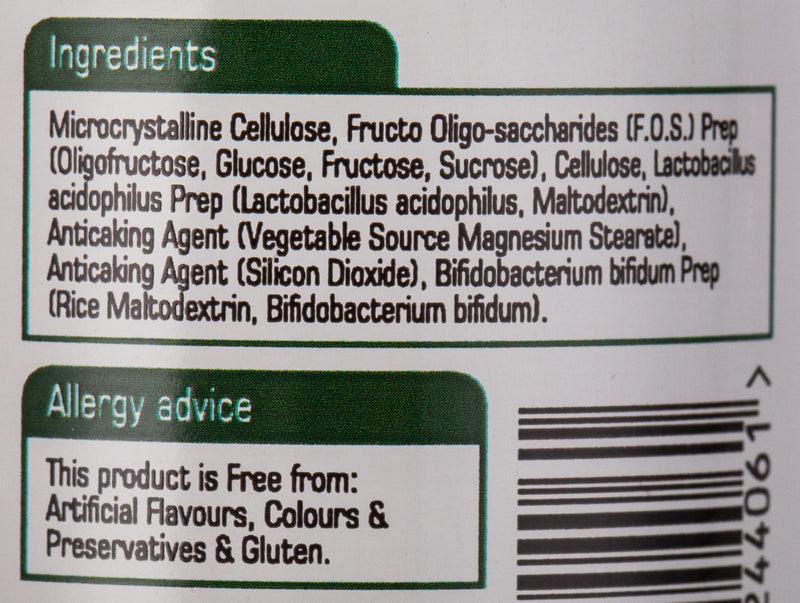 Natures Aid Microbiotic Complex (L.Acidophilus and Bifidus, with FOS), Vegan, 60 Capsules - BeesActive Australia