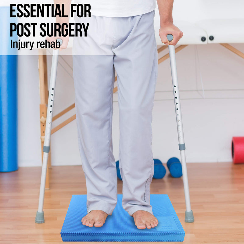 Physical Therapists Recommended Foam Balance Pad - FREE Stretching Strap & BONUS eBook | Balance Pads for PT Rehab & Ankle Recovery, Lower Back/Knee Pain | Wobble Board Cushion for Strength Blue XL - BeesActive Australia