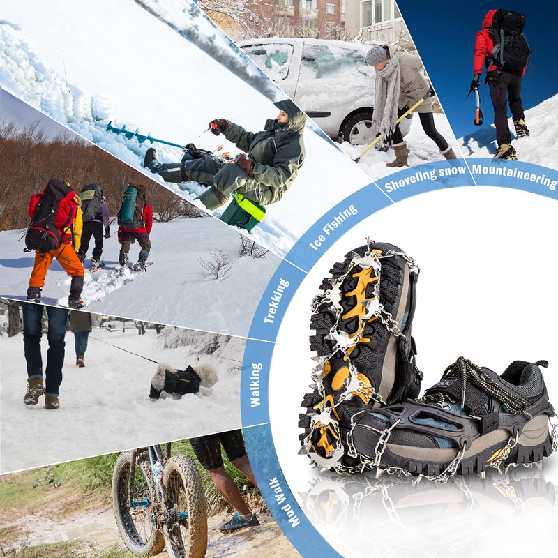 TIMINGILA Ice Cleats Traction, 26 Micro Spikes Crampons for Hiking Boots Shoes Women Men Kids, Traction Snow Grips for Hiking Fishing Walking Climbing Mountaineering Large - BeesActive Australia