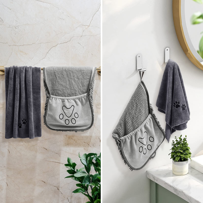 HOMEIDEAS 2 Pack Dog Towels Set-Chenille Shammy Towel and Microfiber Dog Towels for Drying Dogs, Super Absorbent Dog Bath Towel with Hand Pockets, Soft Pet Drying Towel for Dogs, Cats, and Other Pets - BeesActive Australia