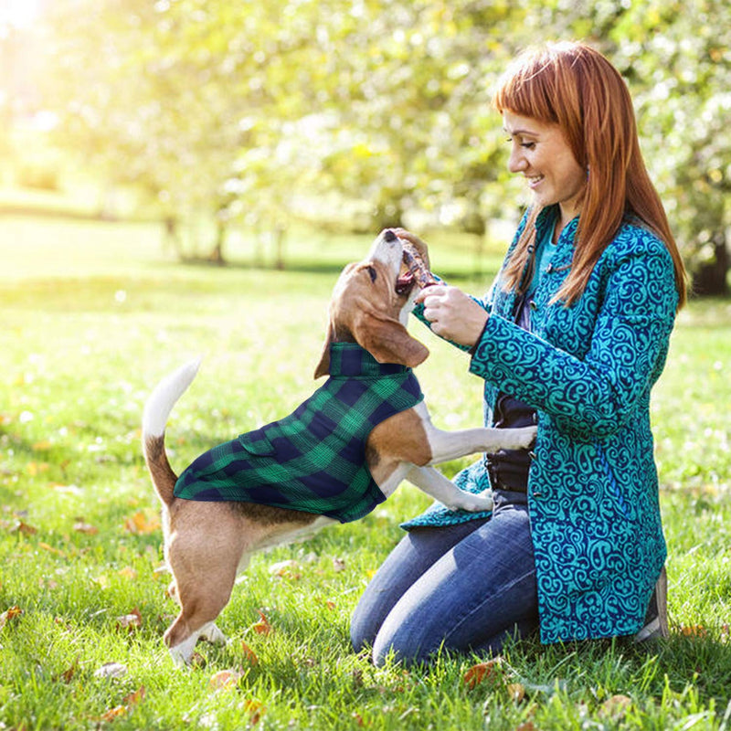 Kuoser British Style Plaid Dog Winter Coat, Windproof Water Repellent Cozy Cold Weather Dog Coat Fleece Lining Dog Apparel Dog Jacket Dog Vest for Small Medium and Large Dogs with Pocket XS-3XL 2X-Large (Chest Girth: 29.9-35.4'') Green - BeesActive Australia