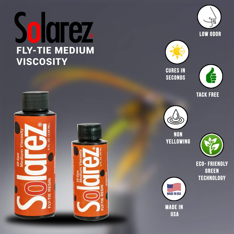 SOLAREZ Fly Tie UV Cure Resin - Medium Formula (3 Sizes) Fly Tying, Fly Fishing, Build Durable Fly Heads and Bodies, w/Clear, Fast UV Cure ~ Made in The USA! 0.5 - BeesActive Australia