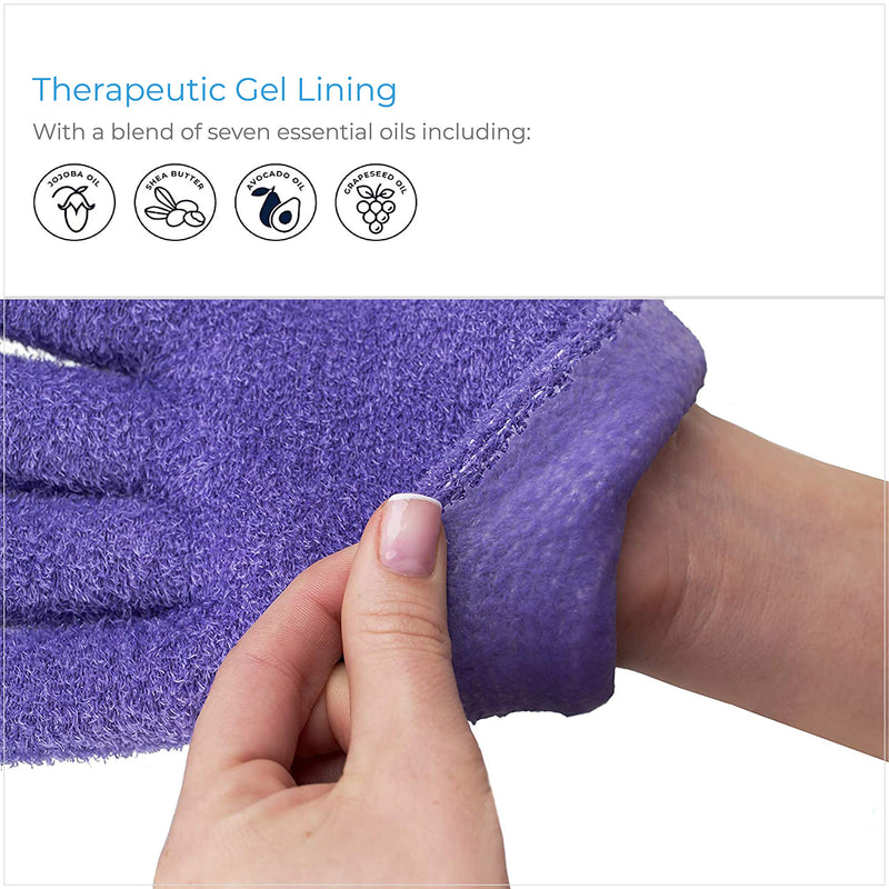 NatraCure Moisturizing Gel Gloves - (For Dry, Cracked Skin, Aging Hands, Cuticles, Eczema, After Hand Washing, Instead of Overnight Sleeping Gloves, Lotion, Cream) - Color: Lavender - BeesActive Australia