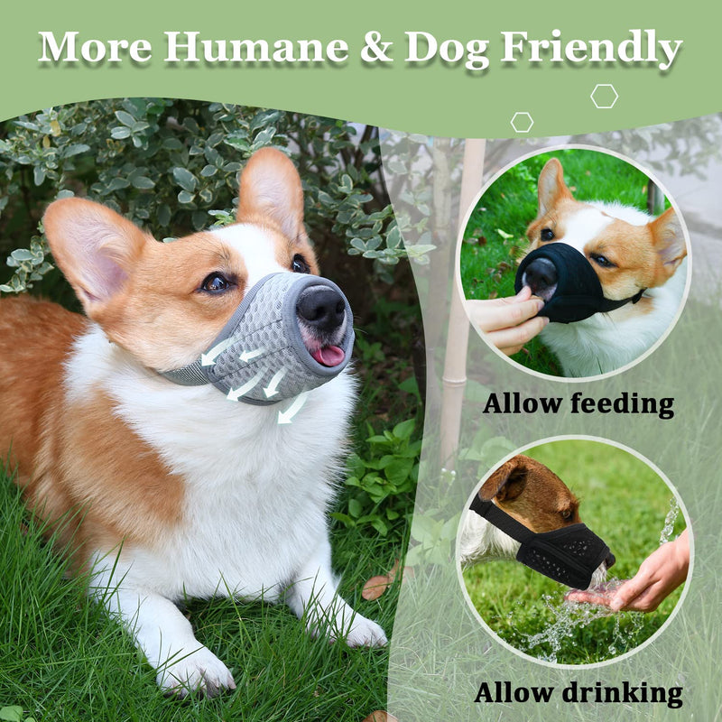 Dog Muzzle, Soft Mesh Muzzle for Small Medium Large Dogs Chihuahua Poodles Beagle Dachshund Corgis Labrador Golden, Puppy Muzzle for Biting Chewing Grooming, Allows Panting Drinking Grey XS-(Snout 5¼”-6”) - BeesActive Australia