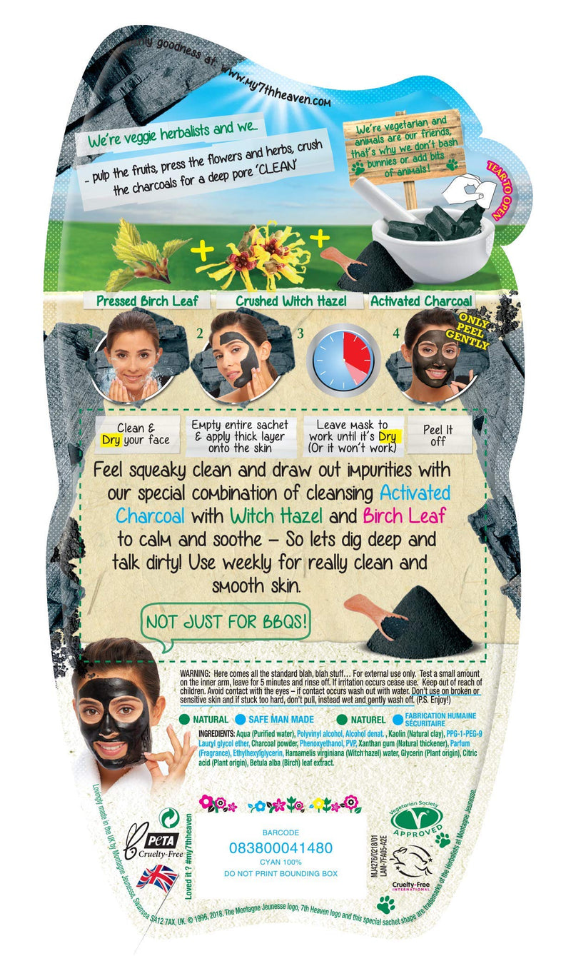 7th Heaven Charcoal Easy Peel-Off Face Mask with Witch Hazel to Cleanse and Detoxify Skin | Ideal for Problem, Oily and Combination Skin - BeesActive Australia