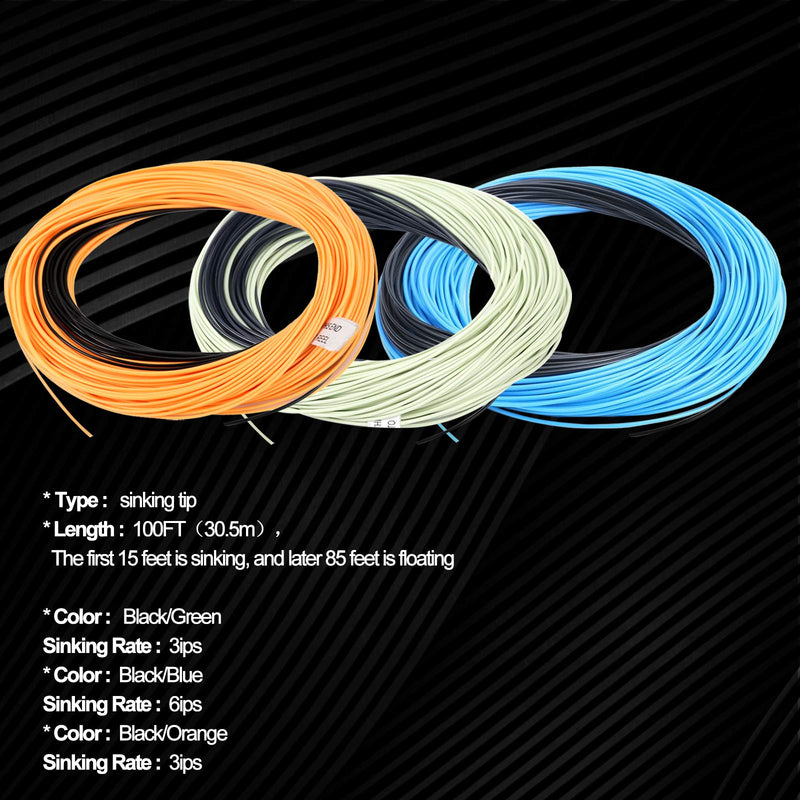 M MAXIMUMCATCH Maxcatch Sinking Tip Fly Line Weight Forward Fishing Line, 3ips/6ips, 4/5/6/7/8 F/S Royal Blue/Black, 6ips WF-5F/S - BeesActive Australia