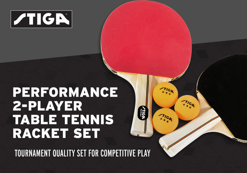 [AUSTRALIA] - STIGA Performance 2-Player Table Tennis Set Includes Two Rackets and Three 3-Star Balls 