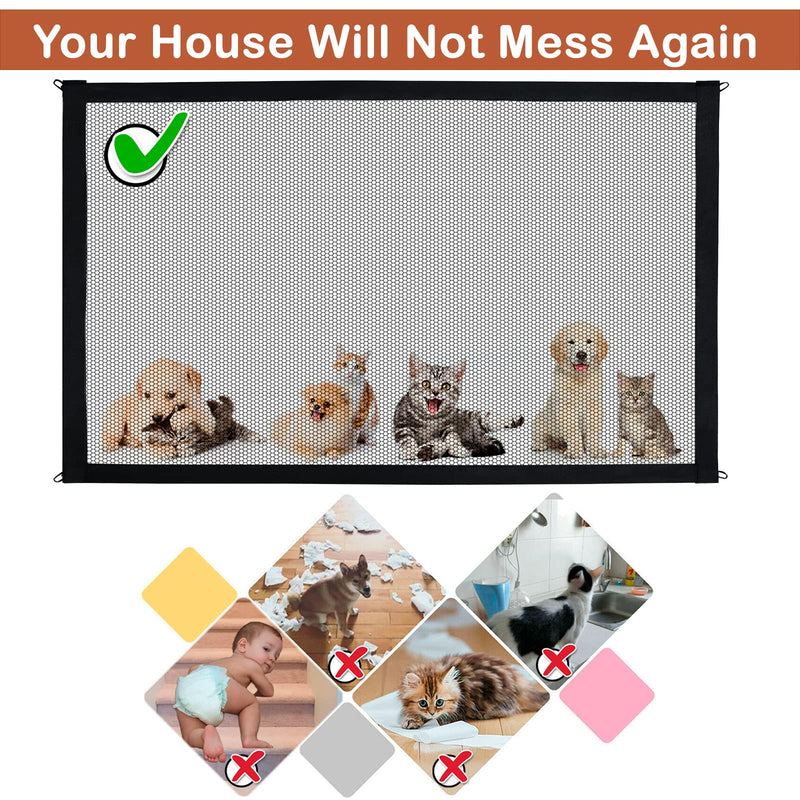 Dog Gates for The House, Malydyox Mesh Baby Gates for Stairs with Portable Safety Fence Easily Install Anywhere, Child Gate for Doorways with 2pcs Stainless Steel Pole and 8pcs Hooks , 43'' X 29'' 43'' X 29'' - BeesActive Australia
