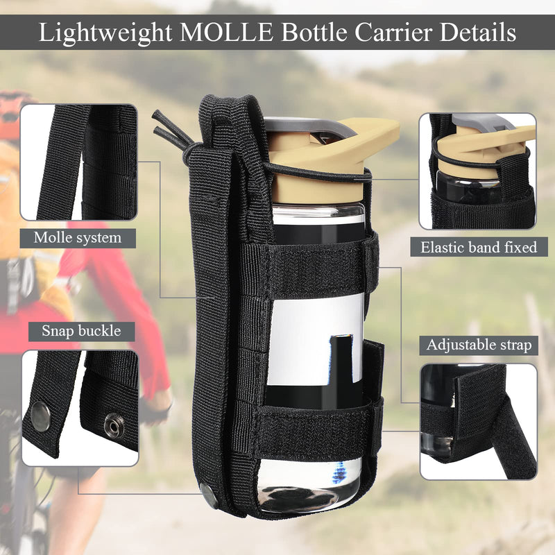 Lightweight MOLLE Bottle Carrier Tactical MOLLE Water Bottle Holder Black Military Water Bottle Pouch Portable Belt Bottle Holder with 3 Bottle Buckle Clip Water Bottle Accessories for Hunting Running - BeesActive Australia