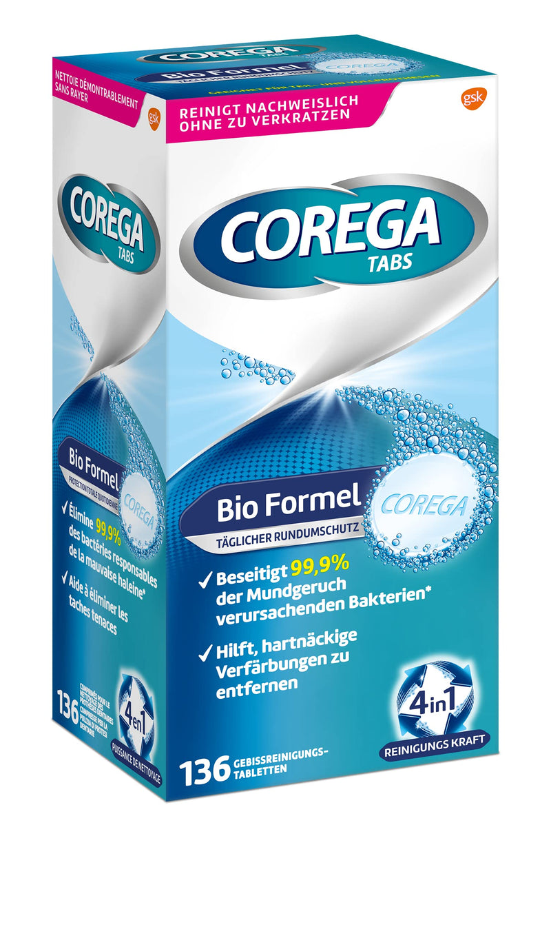 Corega Cleansing TABS Bio Formula for Removable Dentures/Third Teeth Cleaning Tablets 136 ml - BeesActive Australia