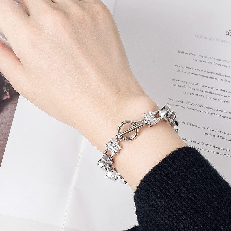 H&Beautimer Solid 925 Silver Bracelet Italian Handmade 0.35/0.4 Inch Box Chain Bracelet for Men's 7,7.5,8,8.5,9,9.5,10 Inch Hip Hop Style Jewelry 7.5 inches - BeesActive Australia