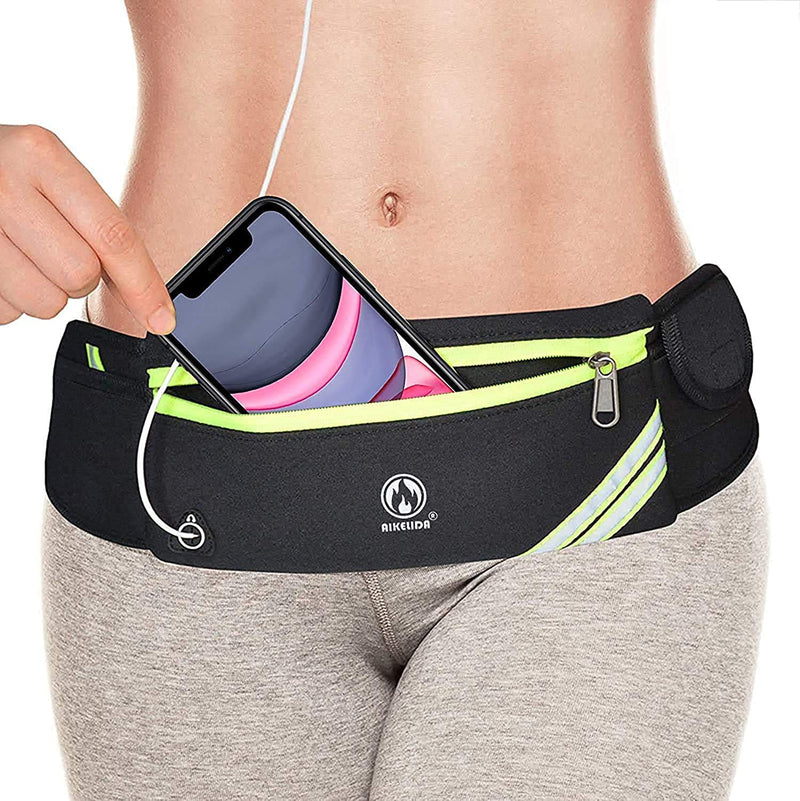 [AUSTRALIA] - Running Belt for Women Men, Water Resistant Runners Belt Fanny Pack - Waist Bag Belt Pack Pouch for Workout, Jogging, Fitness - Adjustable Running Phone Holder for All Kinds of iPhone Samsung Android Black 