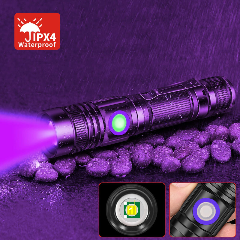 DARKBEAM UV 395nm Flashlight USB Rechargeable, Wood's lamp Black Light, Handheld Ultraviolet LED Portable with Clip, Resin Curing / Spot Scorpions / Fluorescer / Detector for Pet Dog Urine - BeesActive Australia