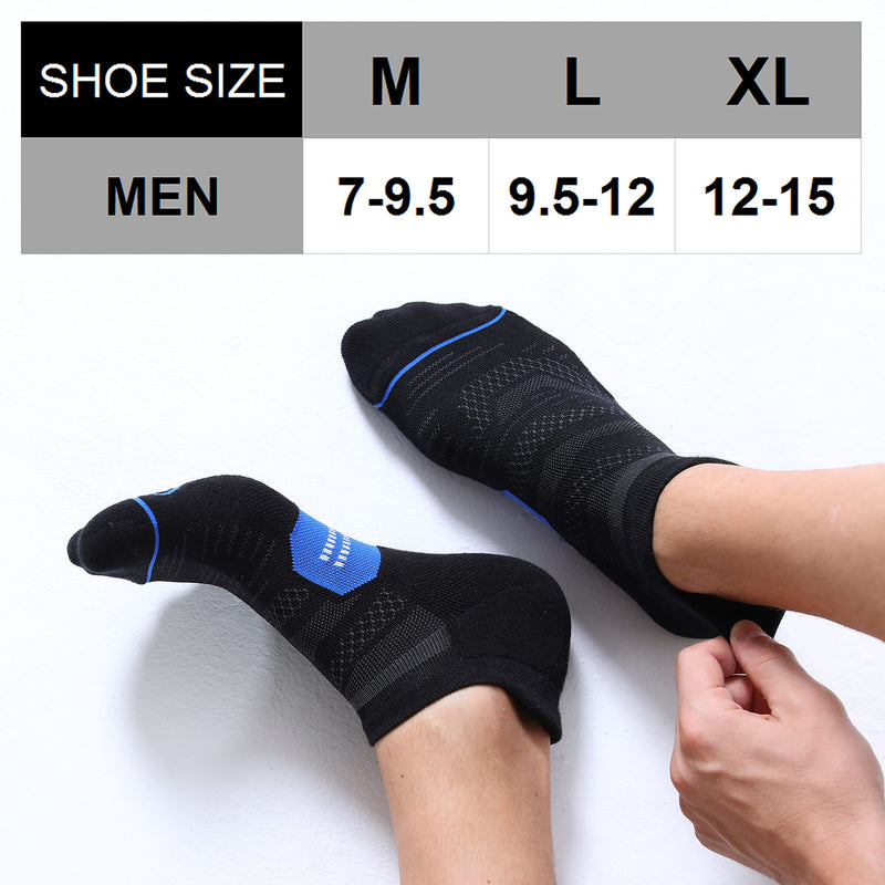 6 Pack Men's Running Ankle Socks with Cushion, Low Cut Athletic Sport Tab Socks Mixed Black Large - BeesActive Australia