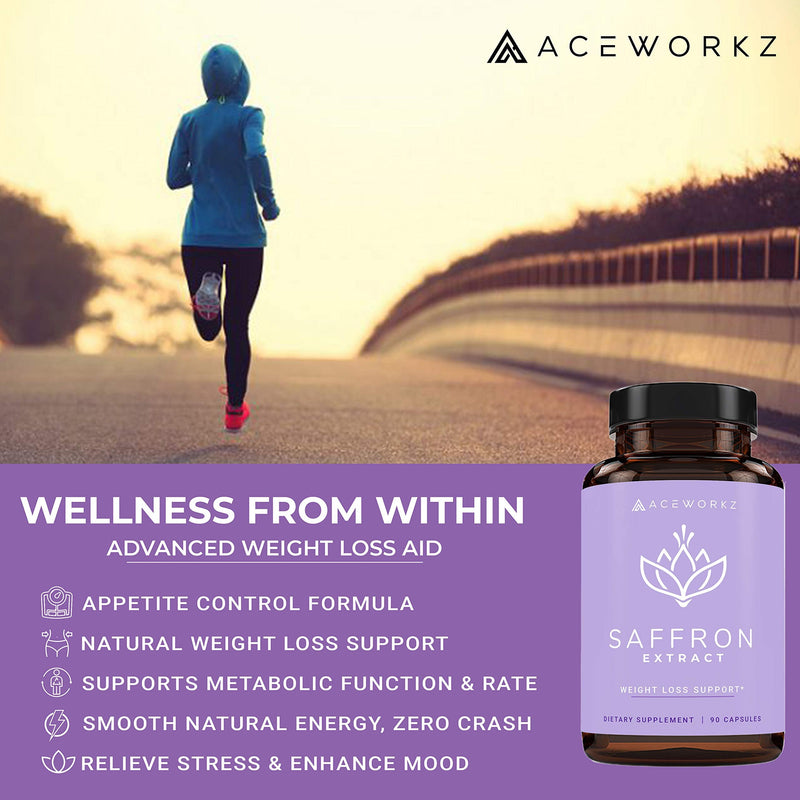 ACEWORKZ 100% Pure Saffron Extract - Appetite Suppressant for Weight Loss - Metabolism Booster - Diet Pills for Women & Men (90 Capsules) - BeesActive Australia