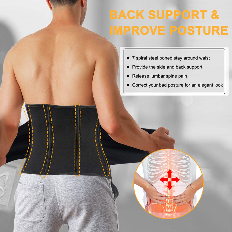 TAILONG Mens Waist Trimmer Belt Neoprene Waist Trainer for Weight Loss Slimming Body Shaper Workout Belly Band Sports Girdles Black Small - BeesActive Australia