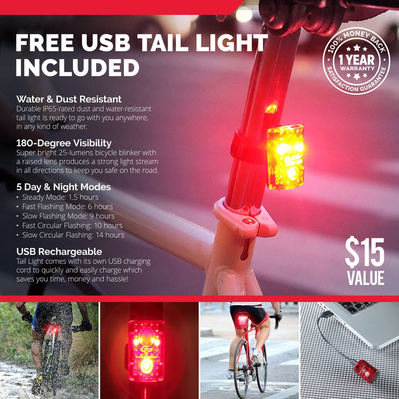 Cycle Torch Night Owl USB Rechargeable Bike Light Set, Perfect Commuter Safety Front and Back Bicycle Light LED Combo, USB Tail Light Included, Compatible with Mountain, Road, Kids & City Bicycles - BeesActive Australia