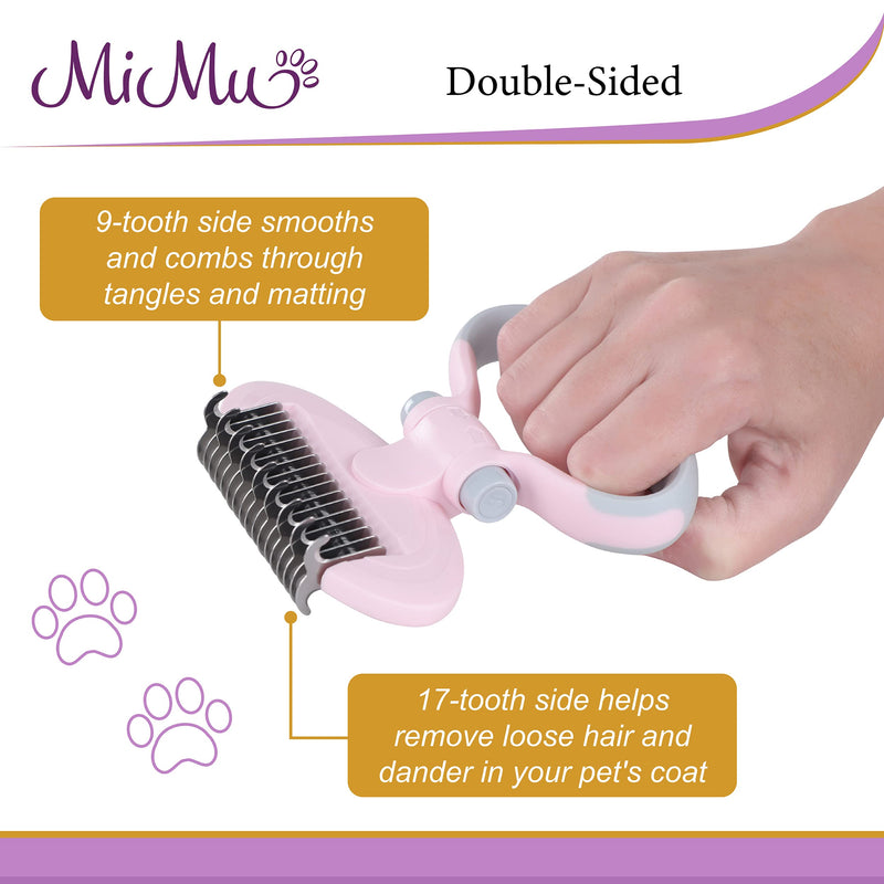 MiMu Dog Deshedding Brush with Smart Handle and Comb - Shedding Brush Dog Hair Undercoat Rake for Dog and Cat Grooming - BeesActive Australia
