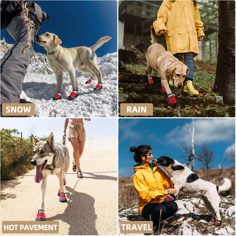 Hcpet Dog Boots Breathable Dog Shoes for Hot Pavement, Heat Resistant Dog Booties with Reflective Straps, Puppy Outdoor Paw Protectors with Rubber Soles for Hiking and Running 3: 2.6"x2.0"(L*W) for 31-35 lbs Red-4pcs - BeesActive Australia