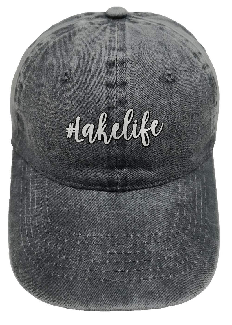 OASCUVER Printed Lake Life Hat Distressed Cotton Adjustable Beach Life Unisex Baseball Cap Lake Life Deep Heather One Size - BeesActive Australia