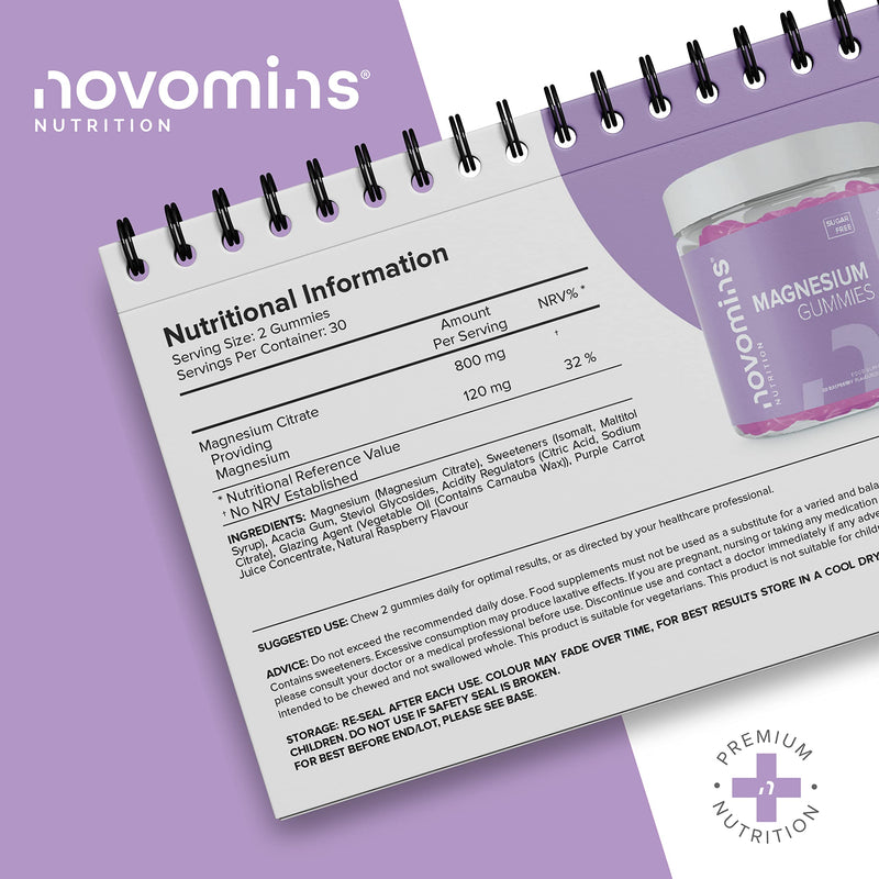 Magnesium Gummies � Sugar Free - Vegan � 1 Month Supply - Gluten Free - Chewable Magnesium Supplements � 1091 mg Magnesium Citrate Providing 120mg of Magnesium - Made by Novomins Raspberry 60 count (Pack of 1) - BeesActive Australia