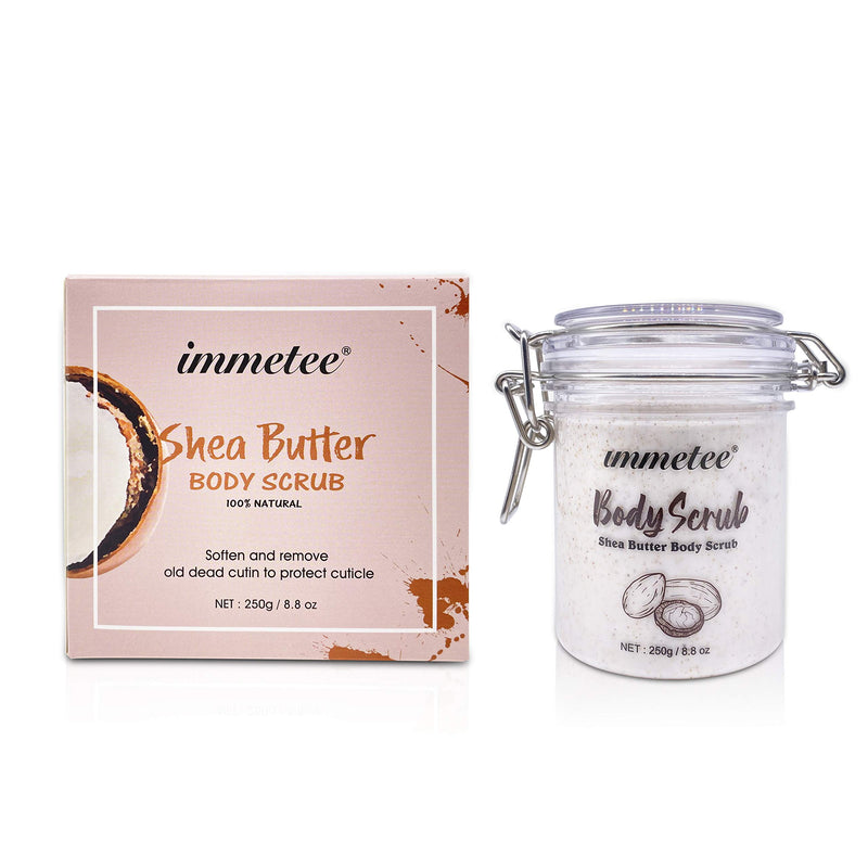 immetee Shea Butter Body Scrub, Hydrating & Exfoliating Skin Scrub, Tighten Pores, Eliminate Back Acne, Black Joints & Dry Skin, Dirt & Oil Remover Scrub（NET:250g/8.8oz） - BeesActive Australia