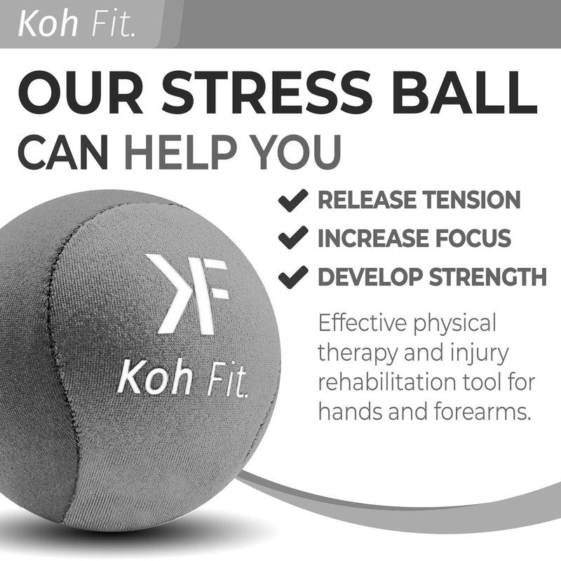 Koh Fit Stress Ball for Adults - Stress Reliever Squeeze Balls - for Hand Therapy and Stress Relief Gray (1 Ball) - BeesActive Australia