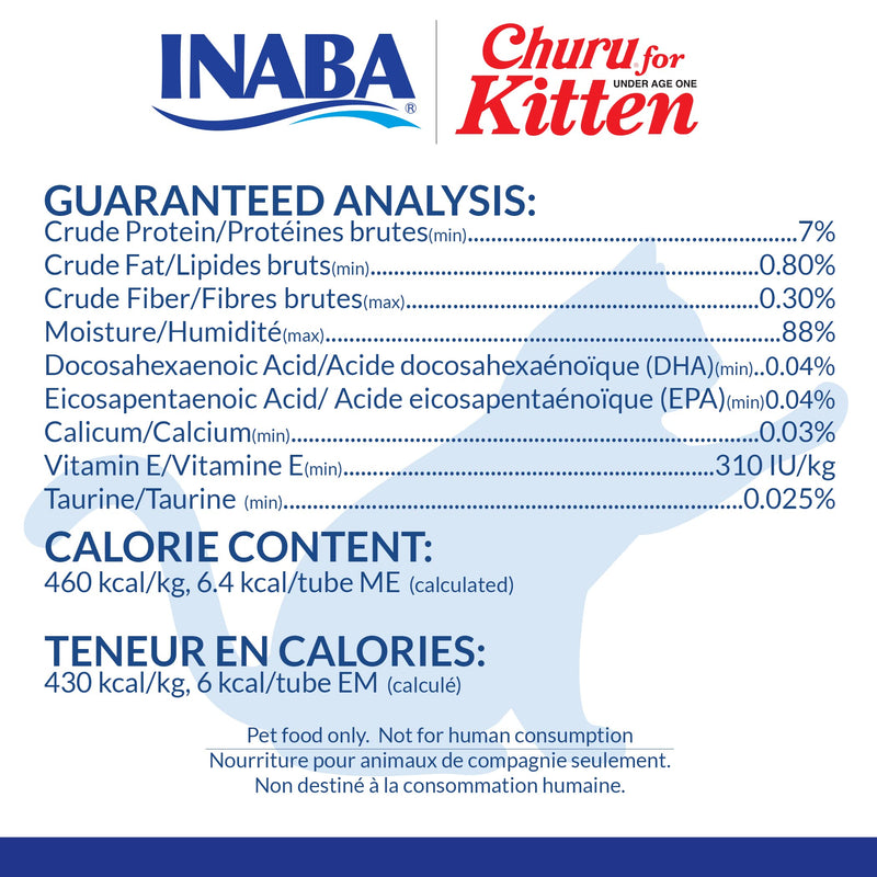 INABA Churu for Kittens, Grain-Free Creamy, Purée Lickable Cat Treats with DHA, EPA, Vitamin E & Taurine, 0.5 Ounces Each, 24 Tubes (4 per Pack) Tuna Recipe - BeesActive Australia