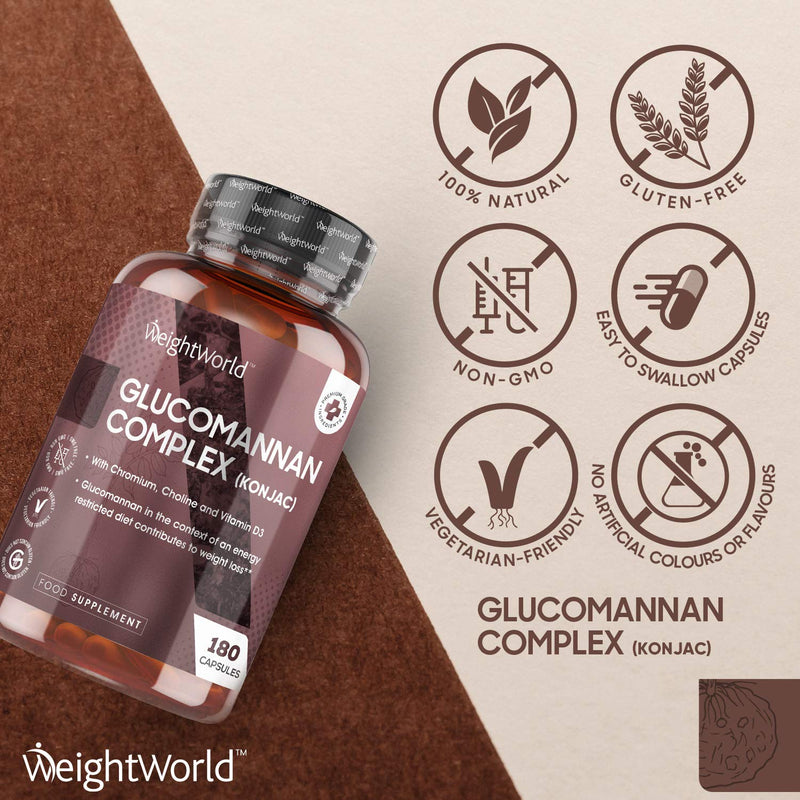 Glucomannan Complex 3000mg - Vegetarian Diet Supplement Complex Capsules - with Natural Fibre Powder & Vitamin D, Chromium & Choline - Made in EU - BeesActive Australia