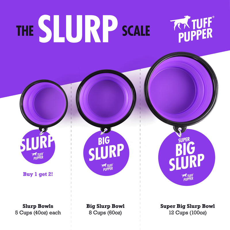 Tuff Pupper SuperBigSlurp - Collapsible Dog Bowls | Convenient Dog Travel Bowls w/Storage Lid | Keeps Pups Hydrated and Full | Portable Dog Water Bowls & Large Travel Bowls for Pets | Patent Pending Ultra Violet XL (60oz) - BeesActive Australia