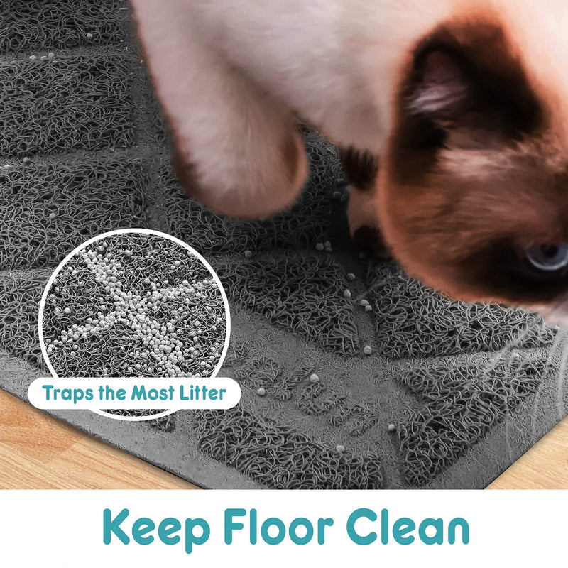 Conlun Cat Litter Mat Litter Trapping Mat, Premium Durable PVC Grid Mesh with Scatter Control, Non-Slip, Less Waste Cat Litter Box Mat, Soft on Kitty’s Paws, Urine Waterproof, Washable Easy Clean Small (24" x 17") Grey - BeesActive Australia