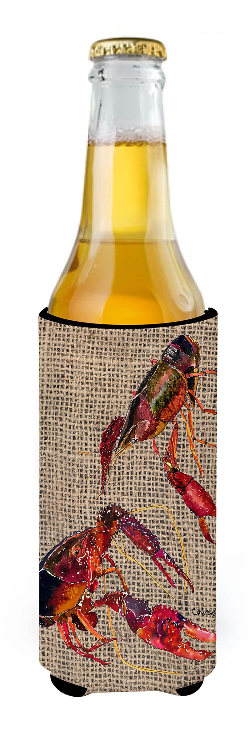 Caroline's Treasures 8739MUK Crawfish on Faux Burlap Ultra Beverage Insulators for Slim cans, Slim Can, Multicolor - BeesActive Australia