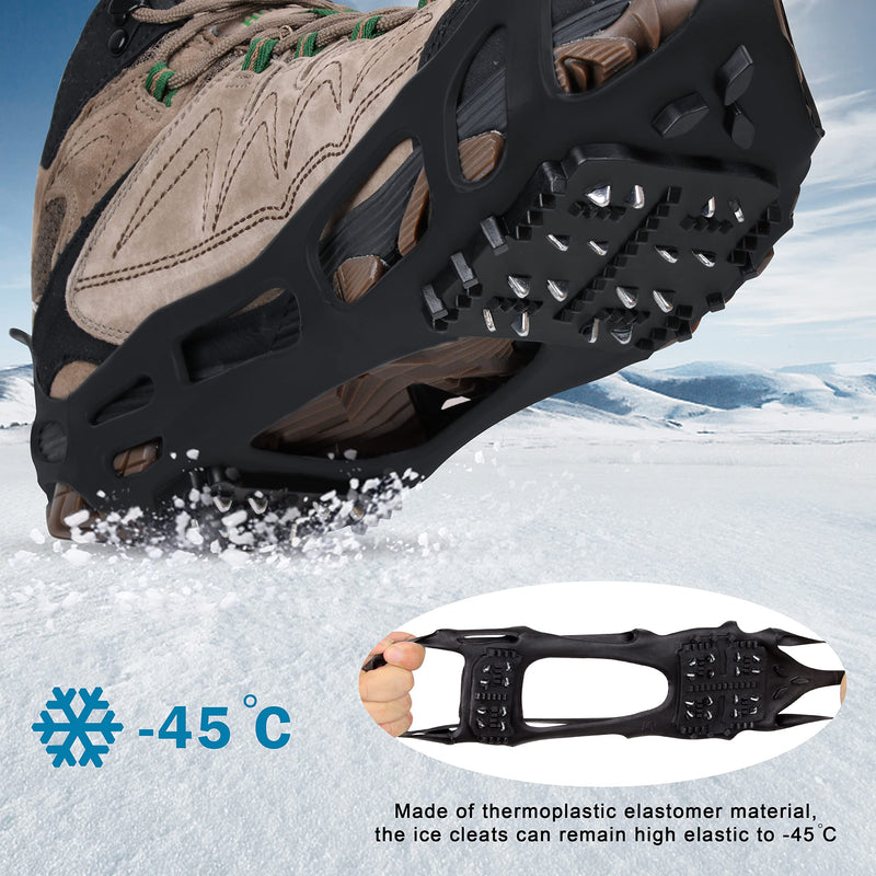 FUSIGO Ice Snow Cleats Crampon Traction Cleats for Walking on Snow and Ice Slip On Winter Walking Crampons for Boots Shoes Men Women Hiking Running Jogging (1 Pair) XL (10.5-13 men/11.5-14 women) - BeesActive Australia