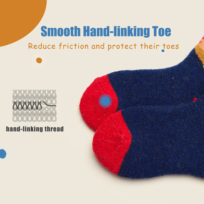 Boys Wool Socks Kids Winter Warm Socks Thicken Thermal Crew Socks for Boys 6 Pairs 3-5T Dinos 6 Colors - BeesActive Australia