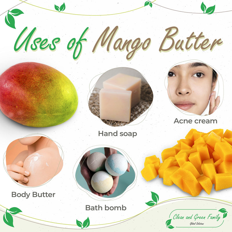 Refined Pure Mango Butter (14 Oz) | 100% Natural, Unscented | Base Ingredient for DIY Skincare Recipes: Mango Body Butter, Homemade Face Cream, Butter Lotion, Mango Hair Butter | Resealable Pouch - BeesActive Australia