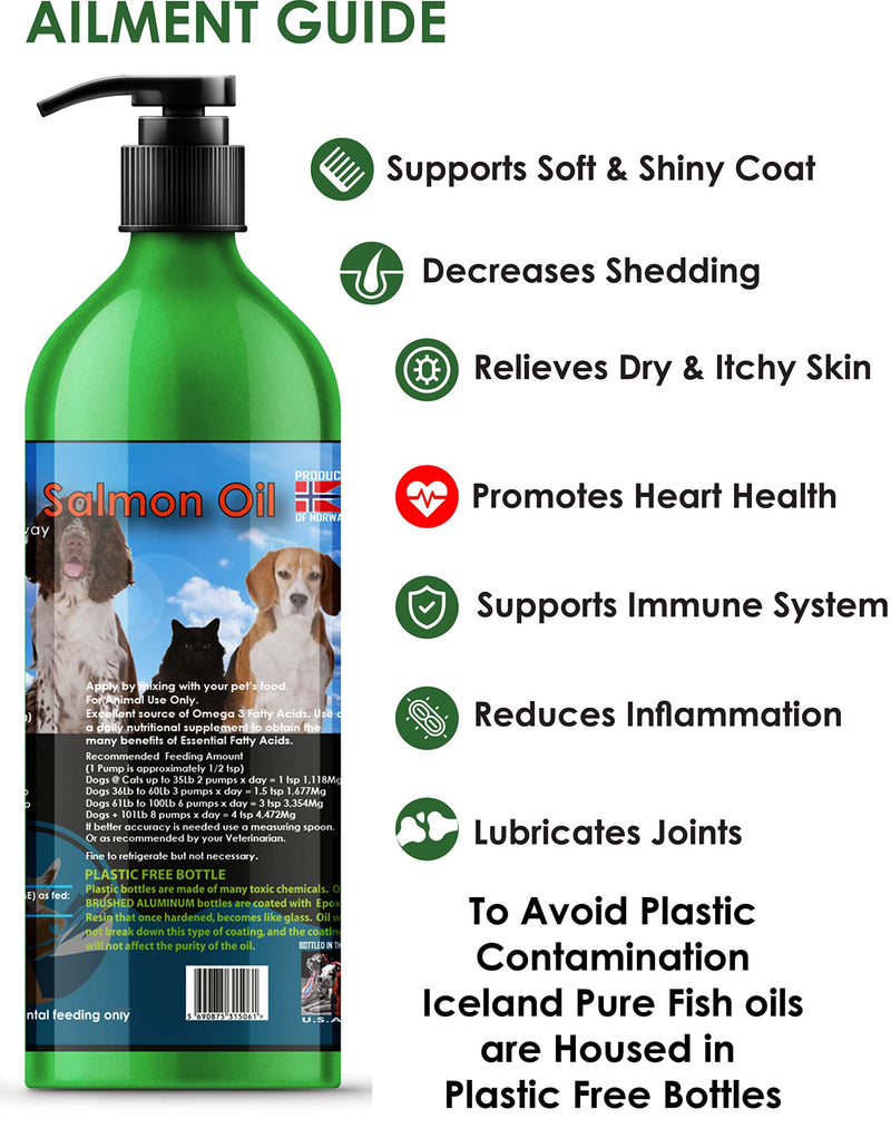 Iceland Pure Unscented Pharmaceutical Grade Salmon Oil For Dogs and Cats.Bottle Size 17oz - BeesActive Australia
