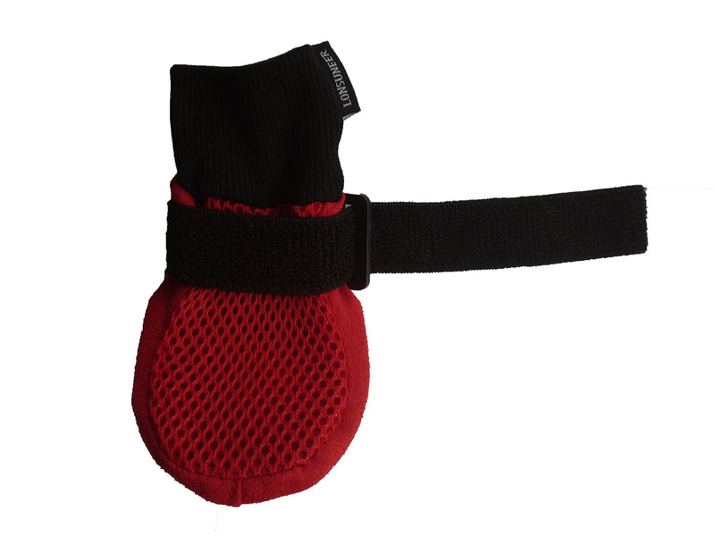 LONSUNEER Paw Protector Dog Boots Set of 4 Breathable Soft Sole Nonslip in 5 Sizes Medium - Inner Sole Width 2.56 Inch Red - BeesActive Australia