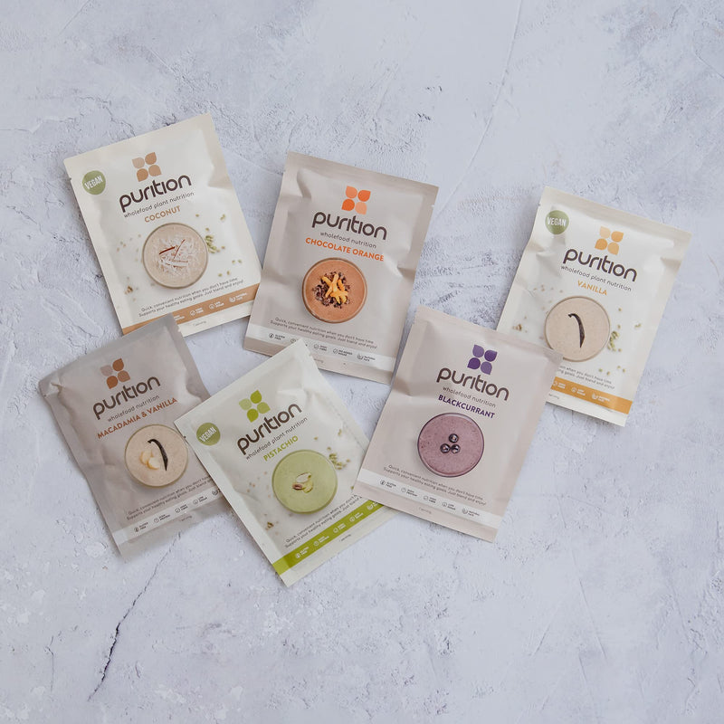 Purition Vegan Trial Box | Premium Dairy Free High Protein Powder for Keto Shakes and Smoothies with Only Natural Ingredients for Weight Loss | 12 x 40g sachets - BeesActive Australia