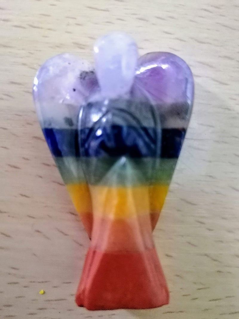2" Inch 7Chakra Guardian Angel gifts Healing Crystals and gemstones Hand Carved Statue Crystal Gifts Lucky Angel Wings Ornament Home Decor, Reiki Healing crystals (2 Inch, 7 Chakra) 2 Inch - BeesActive Australia