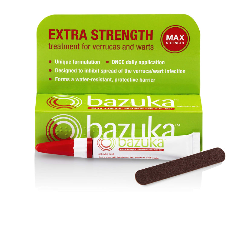 Bazuka Extra Strength Treatment Gel For Effective, Pain-Free Treatment and Removal of Verrucas and Warts. With Emery Board, 6g - BeesActive Australia