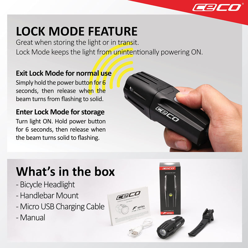CECO-USA: 1,000 Lumen USB Rechargeable Bike Light  Tough & Durable IP67 Waterproof & FL-1 Impact Resistant Super Bright Model F1000 Bicycle Headlight  For Commuters, Road Cyclists & Mountain Bikers - BeesActive Australia