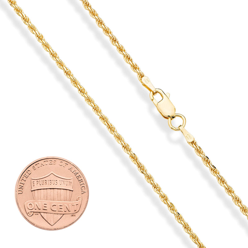 Miabella Solid 18K Gold Over Sterling Silver Italian 2mm, 3mm Diamond-Cut Braided Rope Chain Necklace for Men Women, 925 Sterling Silver Made in Italy Length 20 Inches - BeesActive Australia
