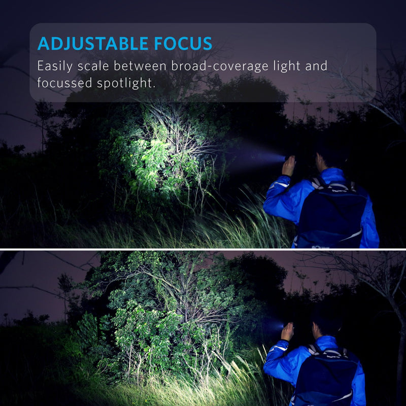 Anker Rechargeable Bolder LC90 LED Flashlight, Pocket-Sized Torch with Super Bright 900 Lumens CREE LED, IPX5 Water-Resistant, Zoomable, 5 Light Modes, 18650 Battery Included - BeesActive Australia