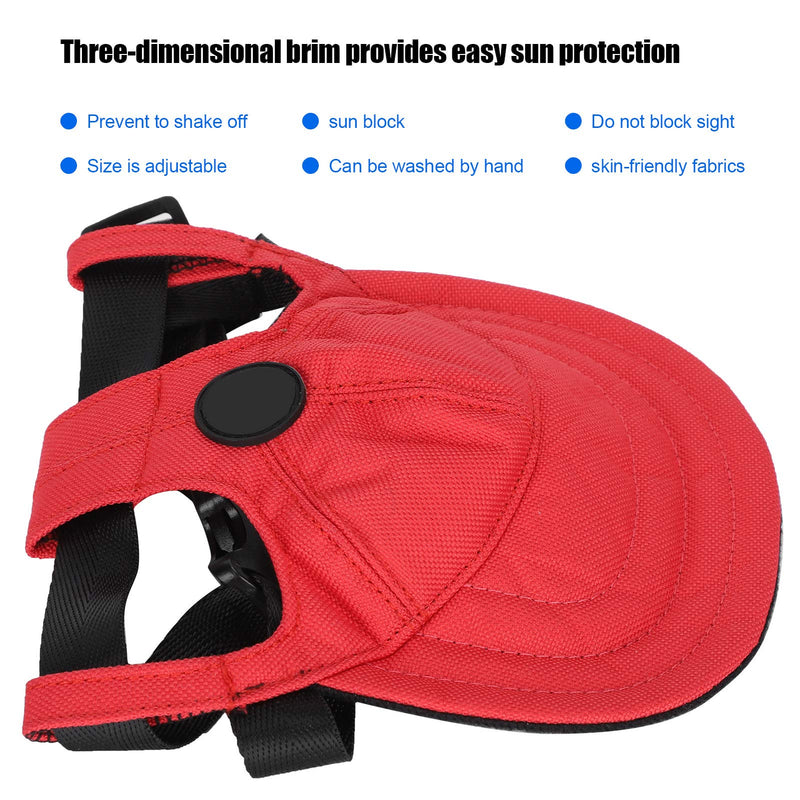 Dog Baseball Cap, Red Pet Baseball Hat Adjustable Outdoor Sunhat Travel Sport Hat with Ear Holes for Puppy Dogs Medium - BeesActive Australia